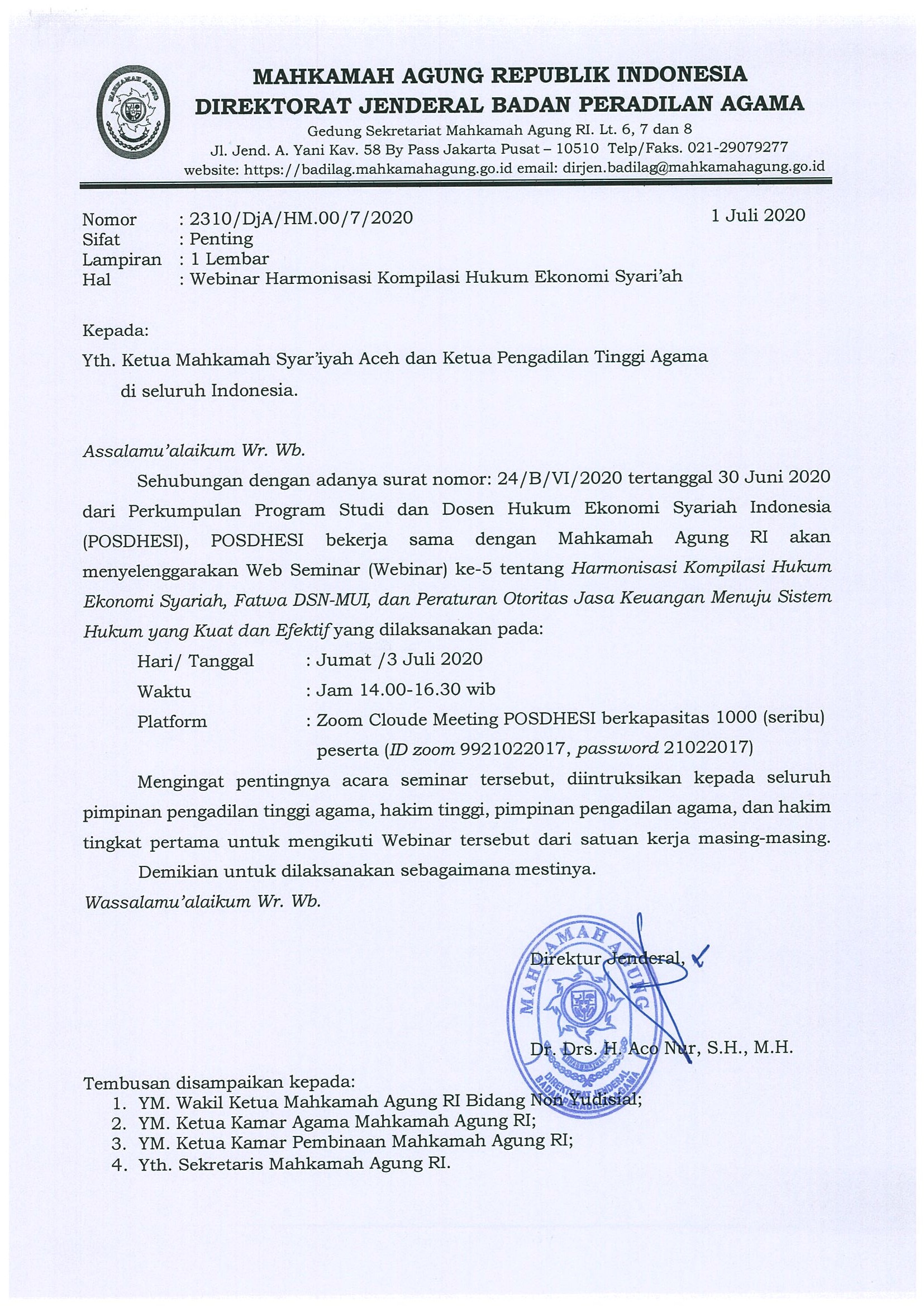 Webinar Harmonisasi Kompilasi hukum ekonomi syariah